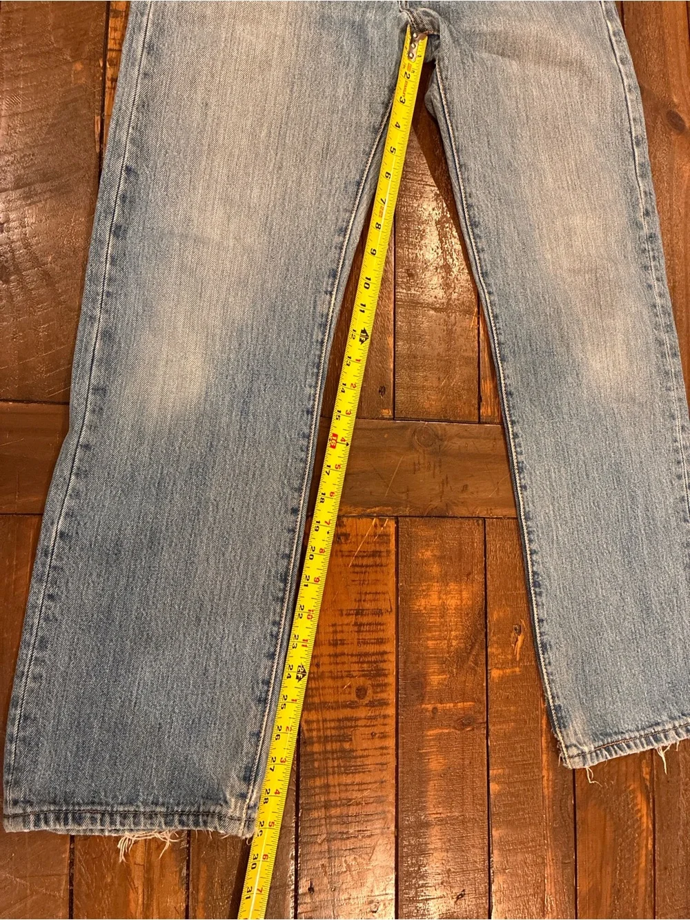 Levi's 501 Men’s Straight Jeans in Light Blue Denim with Contrast Stitching